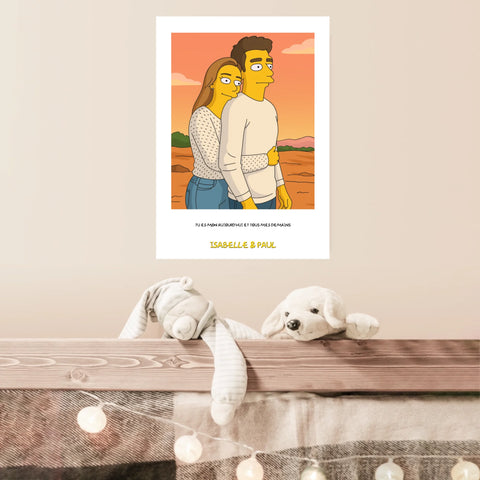 Affiche Personnalisée Style Simpson Couple