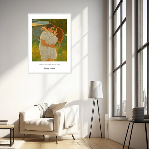 Affiche Personnalisée Style Ghibli Couple
