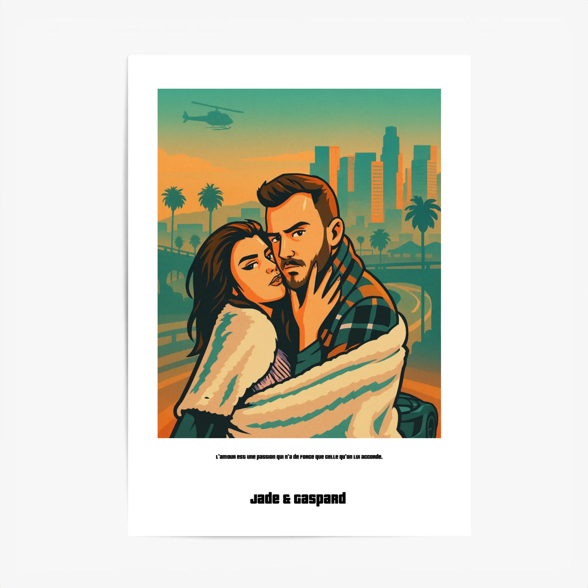 Affiche Personnalisée Style GTA Couple
