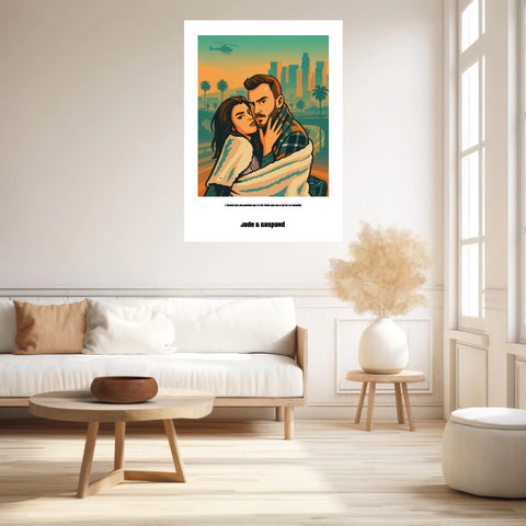 Affiche Personnalisée Style GTA Couple