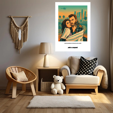 Affiche Personnalisée Style GTA Couple