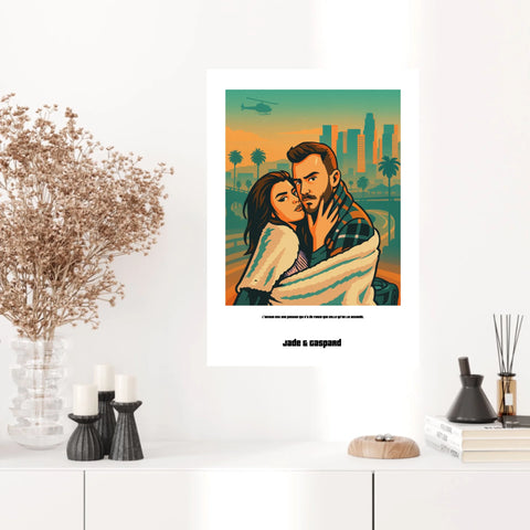 Affiche Personnalisée Style GTA Couple