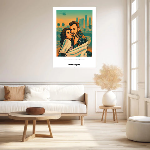 Affiche Personnalisée Style GTA Couple