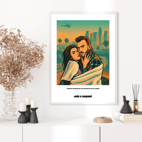 Affiche Personnalisée Style GTA Couple