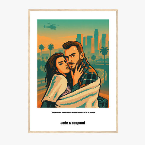 Affiche Personnalisée Style GTA Couple
